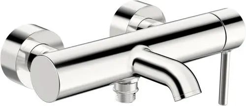 Wannenfüll- und Brausebatterie in Chromfarbe von HANSA, mit einem runden Design und seitlichem Hebel zur Steuerung des Wasserflusses.